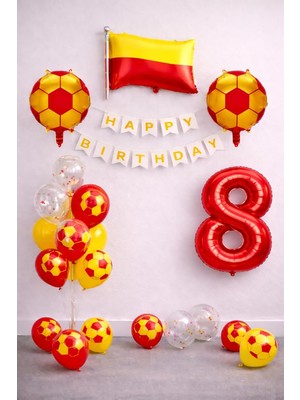 Maxi Trendy Sarı Kırmızı Futbol Temalı Doğum Günü Balon Seti (8)