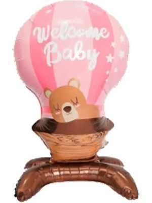 Lotus Party Ayıcıklı Welcome Baby  Folyo Balon Pembe Bulutlu