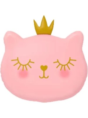Lotus Party Pembe Kedi Folyo Balon - Taçlı Siyah Kedi Folyo Balon