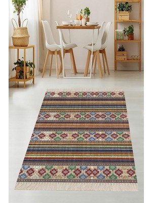 Hsc Bilişim On The Clouds Geometrik Desenli Dijital Baskı Yıkanabilir Kaymaz Taban Etnik Kilim Desen Salon Halı