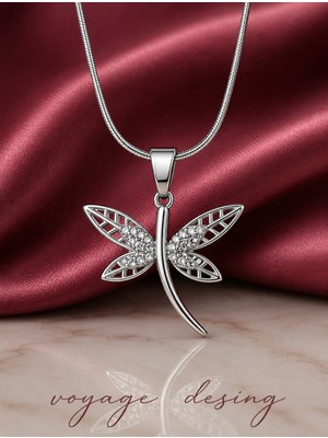 Voyage Accessory Paslanmaz Çelik Zirkon Taşlı Silver Renk Yusufçuk Kolye