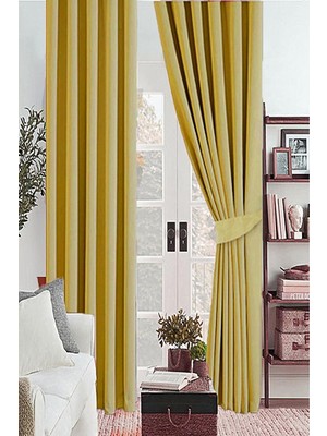 Hsc Bilişim Hardal Koyu Sarı Renk Güneşlik Blackout Kararma Fon Perde Düz Dikim 110 x 200