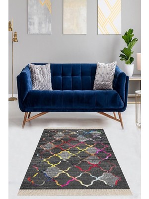 Hsc Bilişim On The Clouds Renkli Geometrik Desenli Dijital Baskı Yıkanabilir Kaymaz Taban Etnik Kilim Desen Sal