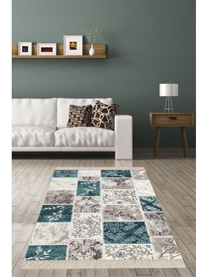 Hsc Bilişim On The Clouds Patchwork Desenli Yaprak Çiçekli Yıkanabilir Kaymaz Taban Leke Tutmaz Modern Salon Ha