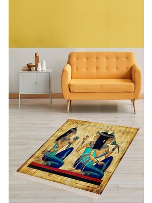 Hsc Bilişim On The Clouds Antik Mısır Kleopatra Desenli Dijital Baskı Yıkanabilir Modern Salon Halı ve Yolluk M