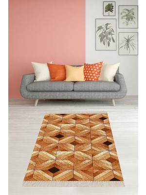 Hsc Bilişim Pelangi Geometrik Desenli Karo Motif Dijital Baskı Yıkanabilir Kaymaz Taban Modern Salon Halısı Tur