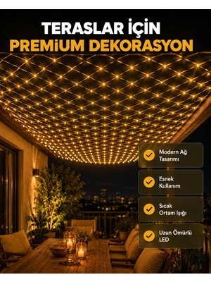 Poyraz Market Dekoratif LED File Işık Ağ Tasarımlı Balkon Bahçe ve Oda Aydınlatması