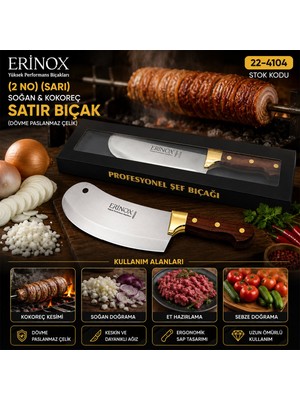 EkoAlışverişDünyam 2 No Sarı Soğan - Kokoreç Zırh Satır Bıçak Dövme Paslanmaz Çelik (5510)