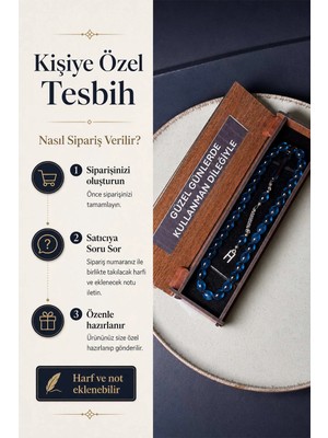 Tesbihkenti Kişiye Özel Tesbih Ahşap Kutulu Harf ve Not Detaylı