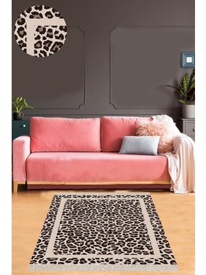 Hsc Bilişim On The Clouds Leopar Desenli Dijital Baskı Yıkanabilir Kaymaz Taban Modern Salon Halısı ve Yolluk M