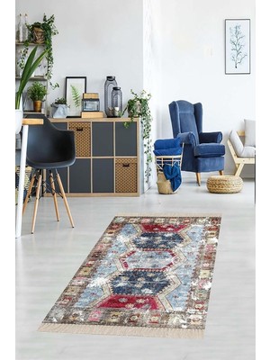 Hsc Bilişim On The Clouds Kilim Desenli Etnik Dijital Baskı Yıkanabilir Kaymaz Taban Eskitme Salon Halı ve Yoll