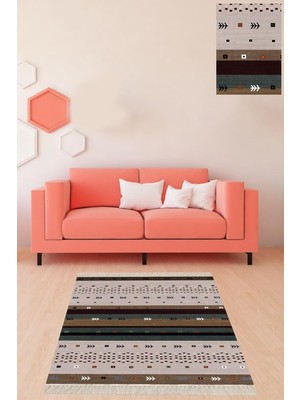 Hsc Bilişim On The Clouds Kilim Desenli Etnik Dijital Baskı Yıkanabilir Kaymaz Taban Modern Salon Halı ve Yollu