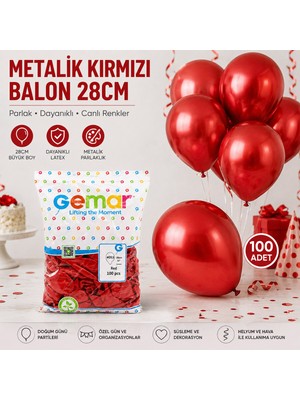 EkoAlışverişDünyam GM-110-53 Metalik - Kırmızı Balon 11&amp;apos;&amp;apos; - 28CM - 100 Parça (5510)