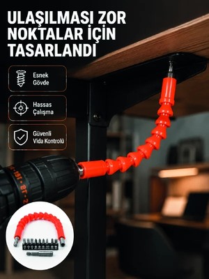 Vuralsin38 Dmax Esnek Şaftlı Matkap Bits Uç Seti 12 Parça Vida Montaj ve Tamir Seti