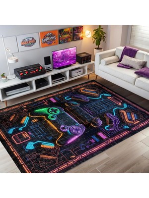 Hsc Bilişim Latte Dizayn Lonca Gamer Halısı Şönil Pamuk Tabanlı Kaymaz Yıkanabilir Gaming Odası Halısı 1