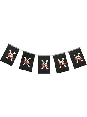 MiraLive Korsan Partisi Korsan Logo Baskılı Flama Süs Afiş Süsleme 8 Li