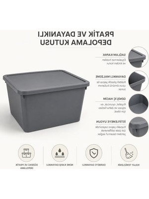 Hakay Kapaklı Plastik Depolama Kutusu, 20 Litre Kapasite ile Çok Amaçlı