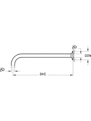 Hakay Uzun Krom Duş Başlığı Dirseği - 346 mm