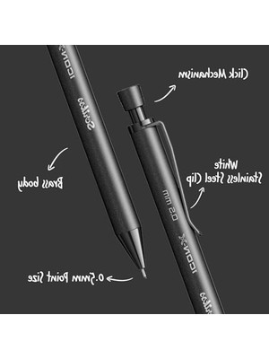 Hakay Mat Siyah 0.5 mm Metal Versatil Kalem, Şık Tasarım