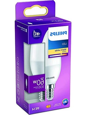 Hakay Philips LED 60W B38 E14 Mum Tipi Sarı Işık Dim Edilmez Ampul Tekli Paket
