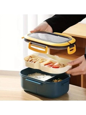 Hakay 1200 ml 2 Katlı 6 Bölmeli Bpa'sız Beslenme Kutusu - Mavi