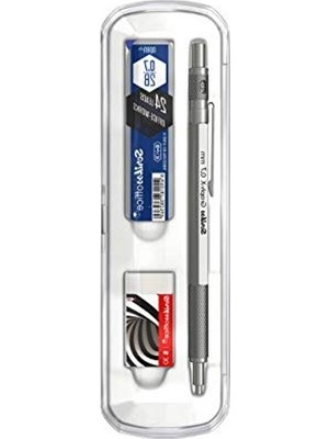 Hakay 3 Adet Mekanik Kurşun Kalem ve Silgi Seti, 0.7 mm