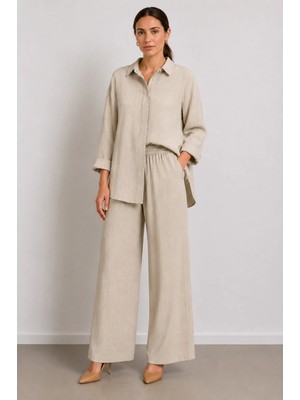 Brillo Oversize Yırtmaçlı Tunik Pantolon Takım