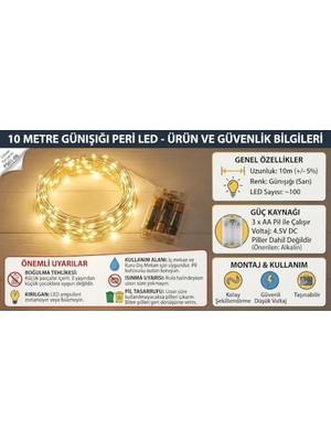 Hakay 10 Metre Sarı Peri LED Işık