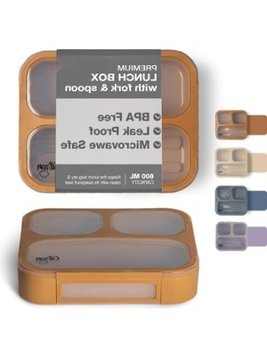 Hakay Çatal ve Kaşıklı Bento Beslenme Kutusu Seti - Caramel