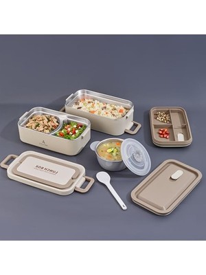 Hakay Dikdörtgen 2 Katlı Lunch Box, 2000 ml Kapasiteli Yemek Termosu