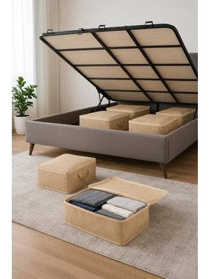 Hakay 6 Adet Büyük Boy Yatak Baza Altı Çok Amaçlı Hurç - 64X45X22 cm
