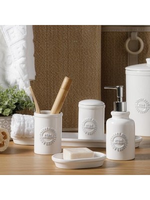 Hakay Vintage Tarzı 5'li Banyo Seti - %100 Seramik