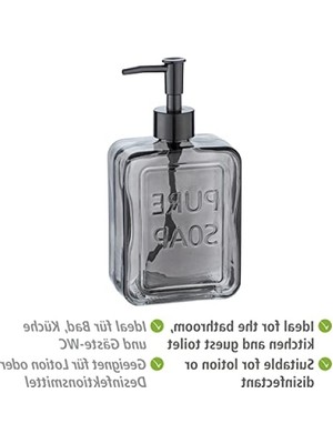Hakay Yenilikçi Cam Sabunluk - Gri Renk, 550 ml Kapasite