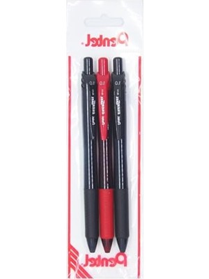 Hakay 3'lü Likit Roller Kalem Seti, 1.0 mm Uç, 2 Siyah 1 Kırmızı