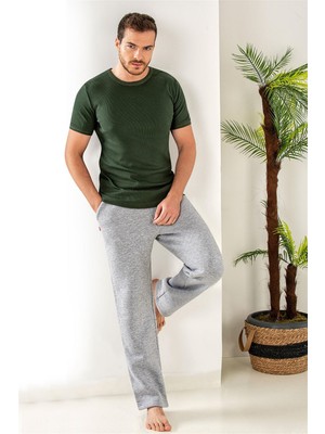 Obje Erkek Haki Kaşkorse Yarım Kol T-shirt