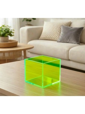 Trend Pleksi Çok Amaçlı Transparan Yeşil Pleksi Kutu (15CM x 15CM x 15CM)