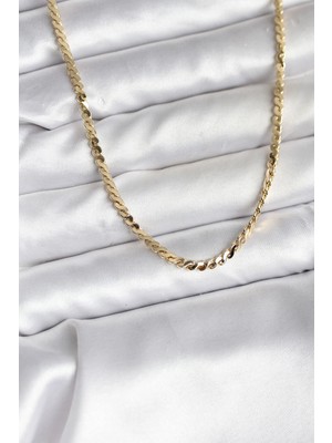 Eco Lounge 14K Gold Renk Kaplama Ezme Yılan Zincir Model cm Kadın Kolye