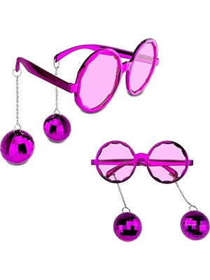 Zenviaa Mey Ithalat® Disko Toplu Küpeli Parti Gözlüğü Pembe Renk ZNV20296545