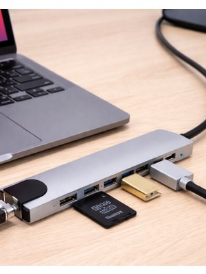 Semel USB C Çoklu Port Adaptör HDMI USB Ethernet Sd Kart Hub