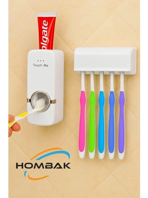 Eco Lounge 5'li Diş Fırçalık Macun Sıkıcı Seti Duvara Monte Beyaz Hijyenik Pratik Organizer