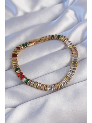 Semel 316L Çelik Gold Renk Renkli Su Yolu Tasarımlı Bileklik