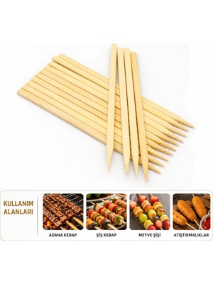 Ttt 60 Adet Ahşap Geniş Çöp Şiş - Adana Kebap Şişi - 25 cm