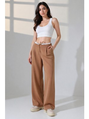 Motiv Wide Leg Pantolon /çift Bel Bantlı,esnek Kumaş