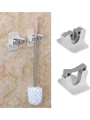 CATEKSSS 2 Adet Yapışkanlı Pratik Mop Temizlik Fırçası Temizlik Sopası Tutucu Süpürge Sopa Askısı Beyaz