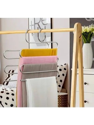 CATEKSSS 5 Katlı Metal Pantalon Eşarp Askısı Dolap Içi Düzenleyici Pantolon Askısı Pratik Düzenleme Askılık M