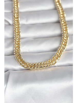Semel cm 14K Gold Renk Kalın Zincir Model 60 cm Kadın Kolye
