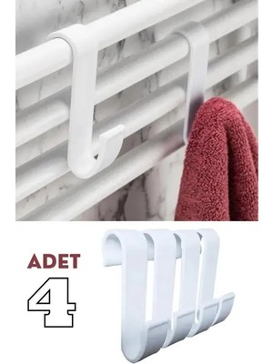 CATEKSSS Beyaz 4 Adet Havlupan Duşakabin Askısı, Petek Banyo Mutfak Kancalı Havlu Bornoz Askısı 4’lü Set Plas