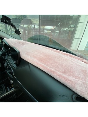 Semel Yumuşak Tüylü Oto Torpido Bagaj Üstü Örtü Peluş Halı Pudra Pembe 130X40CM