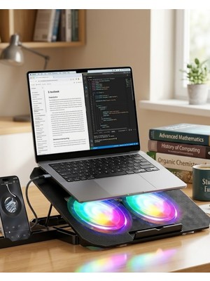 Semel Notebook Soğutucu Stand Rgb Aydınlatmalı Iki Fanlı Laptop Altlığı