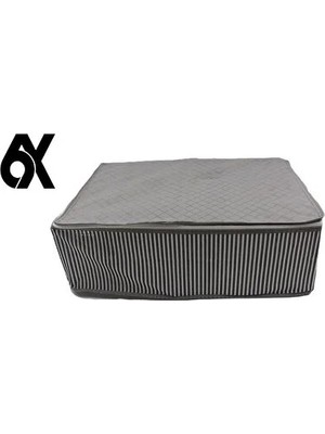 CATEKSSS 6 Adet Antrasit Çizgili Büyük Boy Baza Altı Hurç - 64X45X22 cm | Fonksiyonel Saklama Çözümü Poliprop